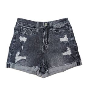 SO Mom Shorts 3/26W Black Distressed High Rise Denim Frayed Summer